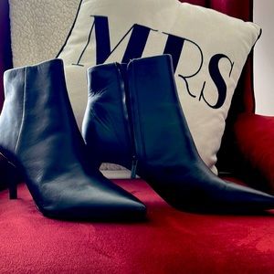 Calvin Klein black leather shoe boot 3 inch heel size 10 medium. Never worn.